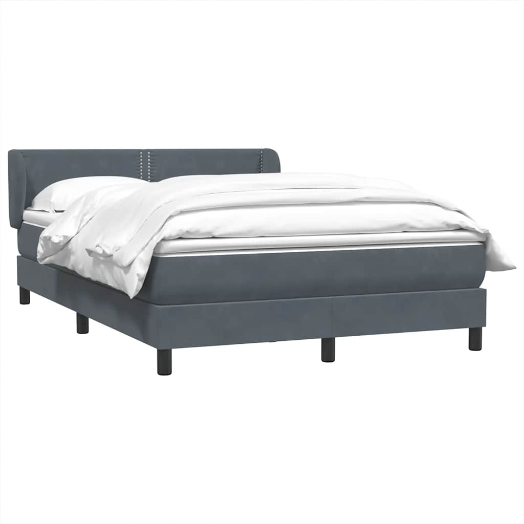 vidaXL Lit tapissier avec matelas Gris foncé 140x210 cm Velours