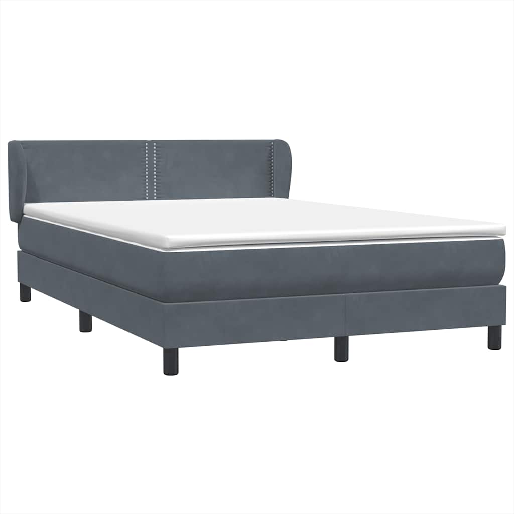 vidaXL Lit tapissier avec matelas Gris foncé 140x210 cm Velours