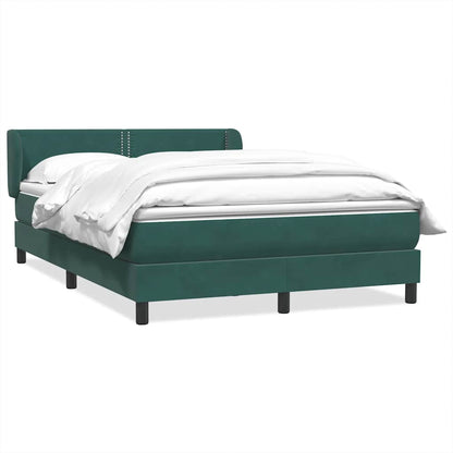 vidaXL Boxspringbett mit Matratze Dunkelgrün 140x210 cm Samt
