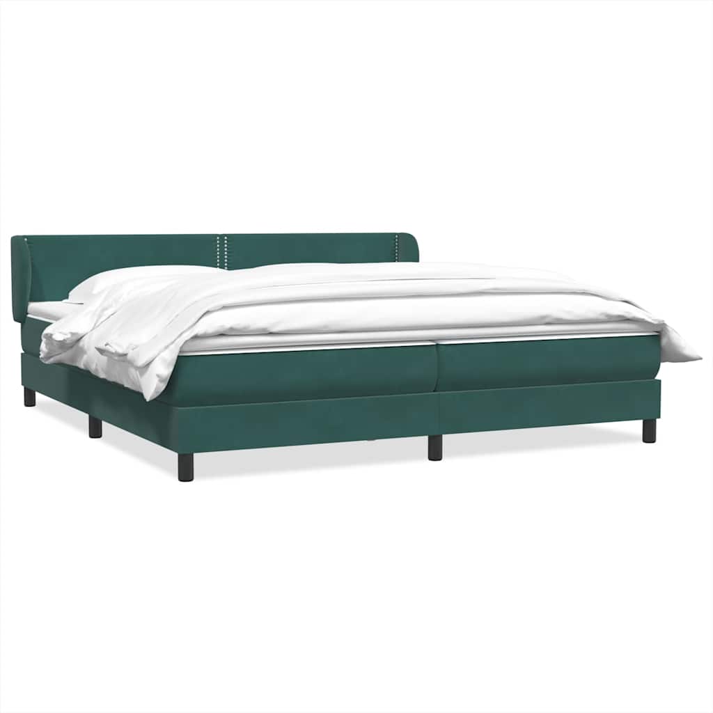 vidaXL Boxspringbett mit Matratzen Dunkelgrün 180x210 cm Samt