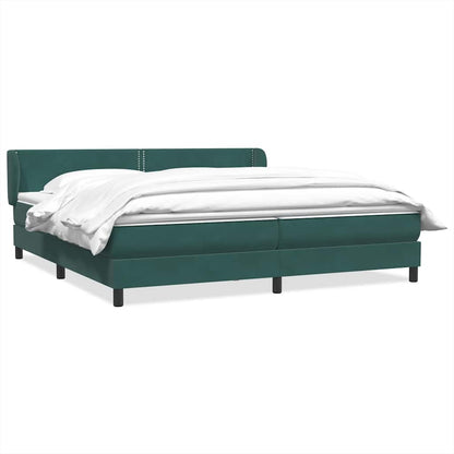 vidaXL Boxspringbett mit Matratzen Dunkelgrün 180x210 cm Samt