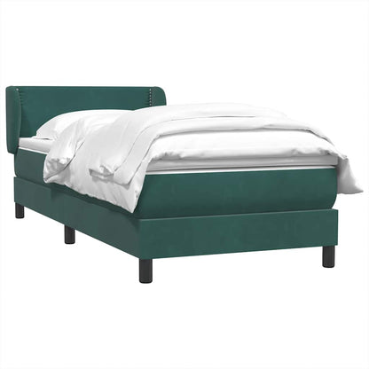 vidaXL Boxspringbett mit Matratze Dunkelgrün 90x220 cm Samt
