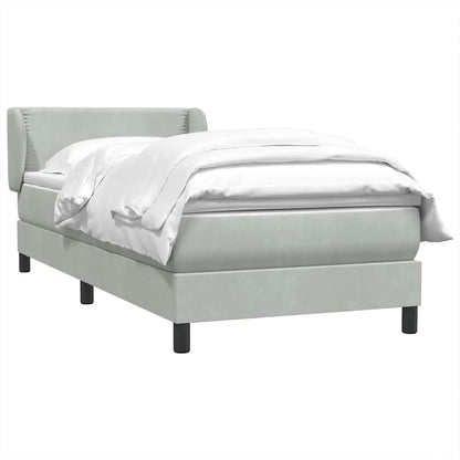 vidaXL Boxspringbett mit Matratze Hellgrau 100x220 cm Samt
