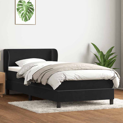 vidaXL Boxspringbett mit Matratze Schwarz 100x220 cm Samt