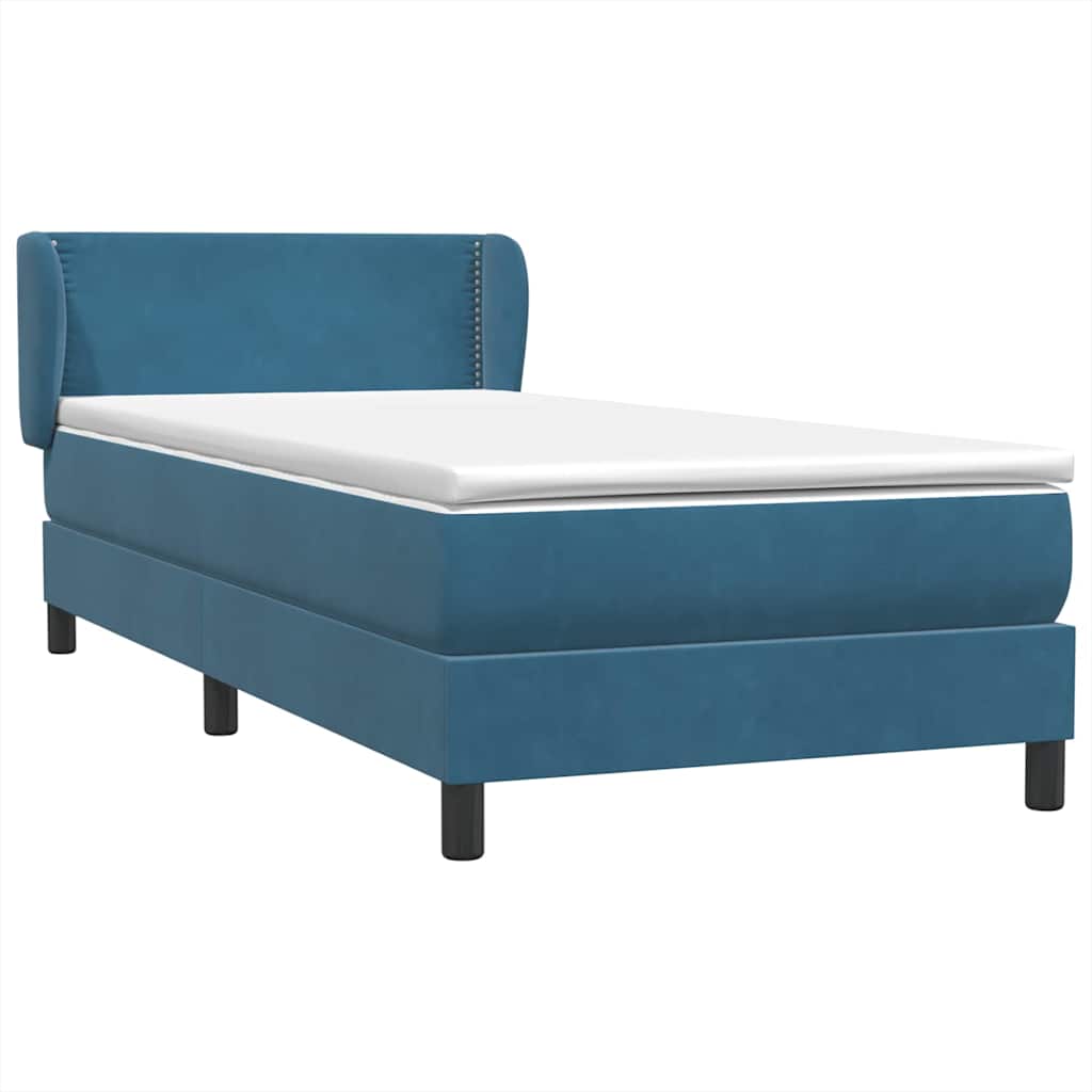 vidaXL Boxspringbett mit Matratze Dunkelblau 100x220 cm Samt