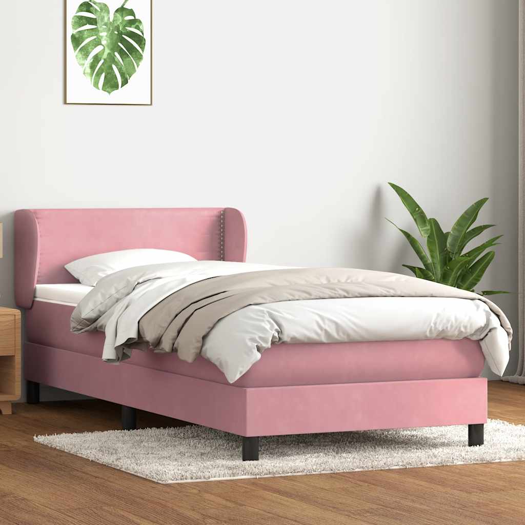 vidaXL Lit boxspring avec matelas rose 100x220 cm velours