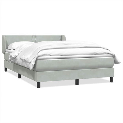 vidaXL Boxspringbett mit Matratze Hellgrau 140x220 cm Samt