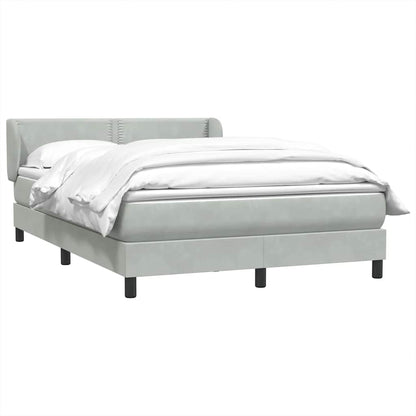 vidaXL Boxspringbett mit Matratze Hellgrau 140x220 cm Samt