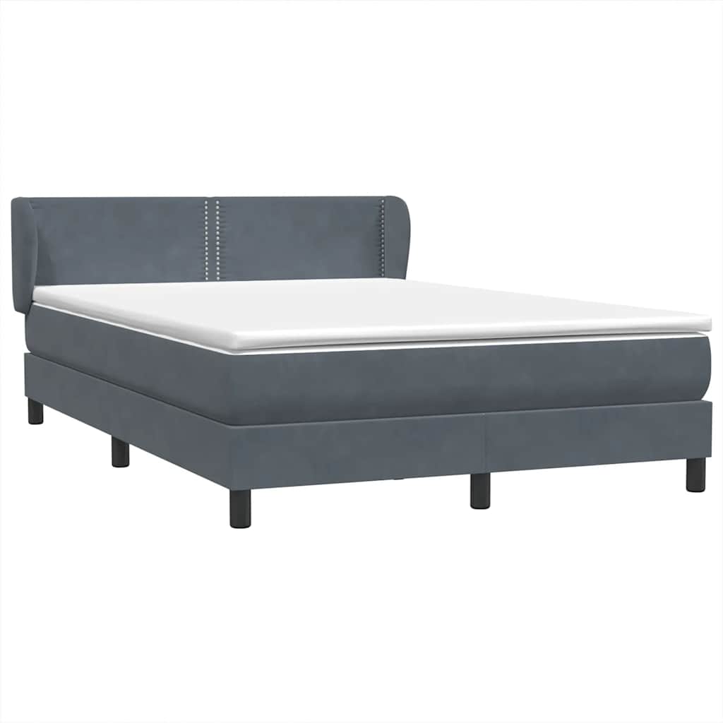 vidaXL Boxspringbett mit Matratze Dunkelgrau 140x220 cm Samt