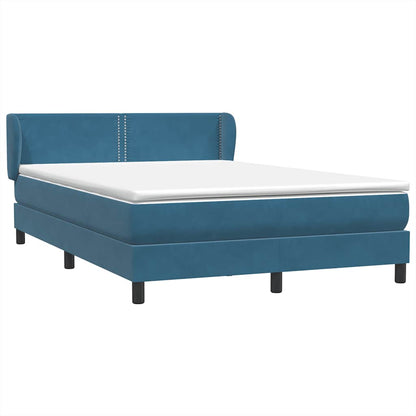 vidaXL Boxspringbett mit Matratze Dunkelblau 160x220 cm Samt