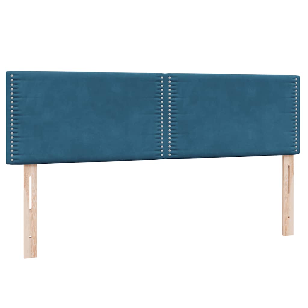 vidaXL Boxspringbett mit Matratze Dunkelblau 160x220 cm Samt