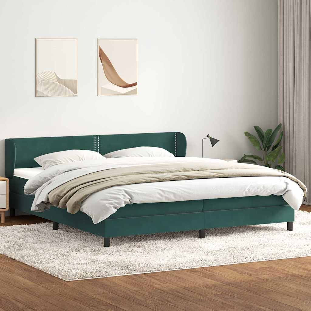 Boxspringbett mit Matratzen Dunkelgrün 180x220 cm Samt