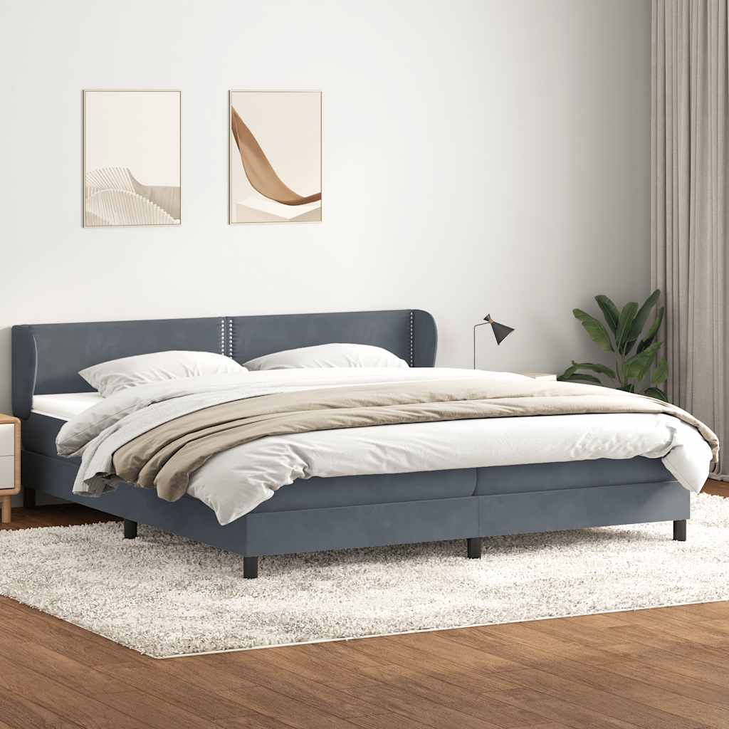 vidaXL Boxspringbett mit Matratzen Dunkelgrau 200x220 cm Samt
