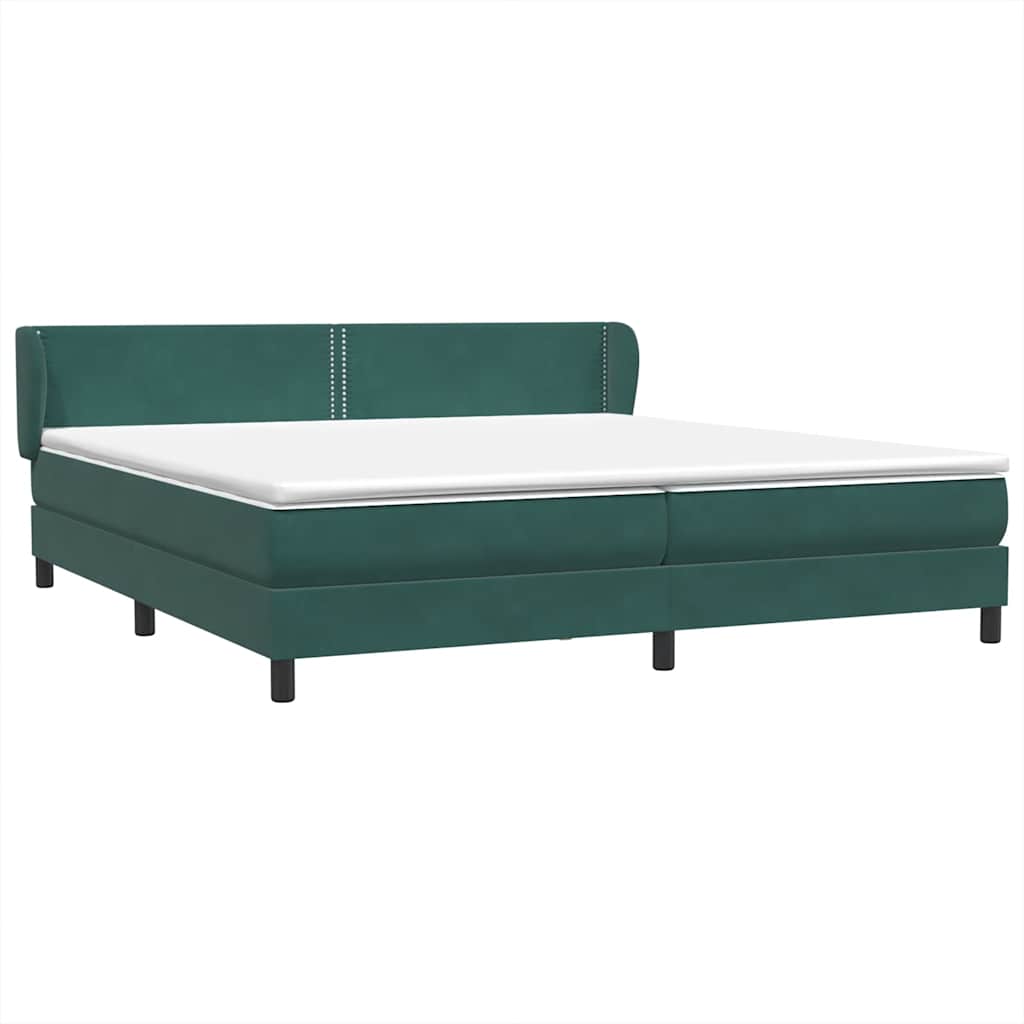 vidaXL Boxspringbett mit Matratzen Dunkelgrün 200x220 cm Samt