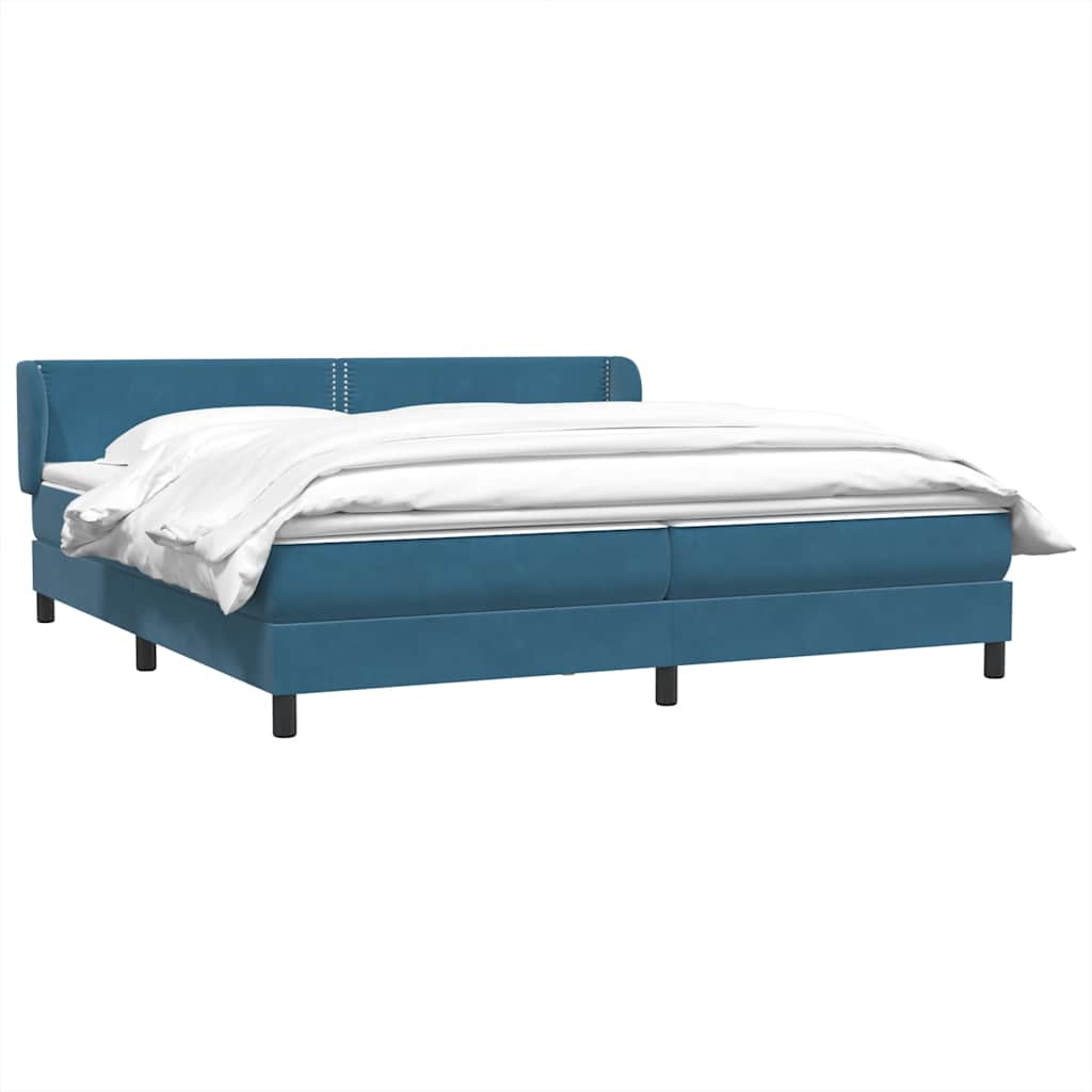 vidaXL Boxspringbett mit Matratzen Dunkelblau 200x220 cm Samt
