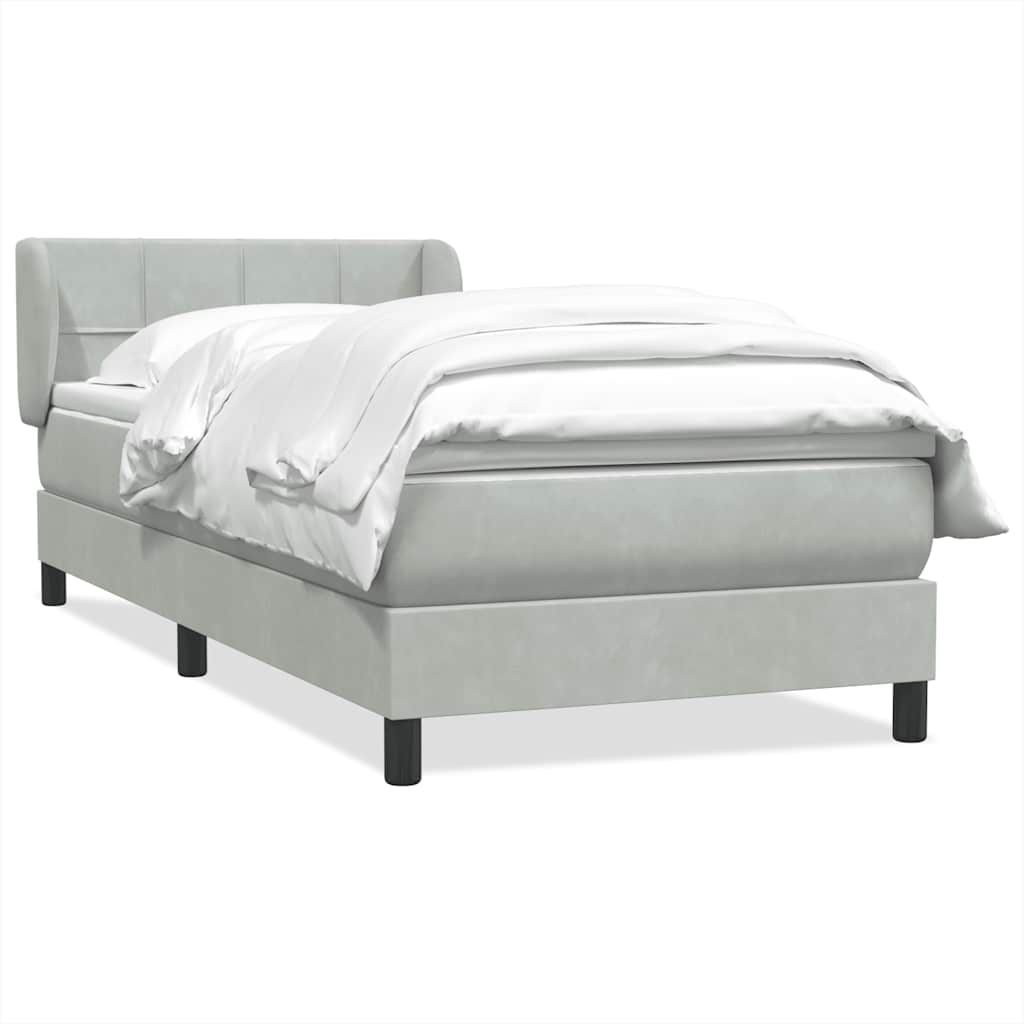 vidaXL Boxspringbett mit Matratze Hellgrau 80x210 cm Samt