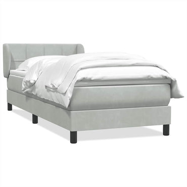vidaXL Boxspringbett mit Matratze Hellgrau 80x210 cm Samt