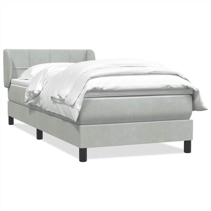 vidaXL Boxspringbett mit Matratze Hellgrau 80x210 cm Samt