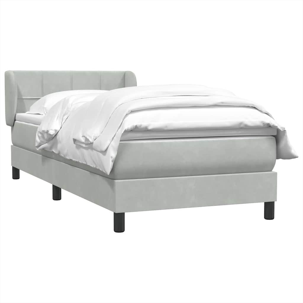 vidaXL Boxspringbett mit Matratze Hellgrau 80x210 cm Samt