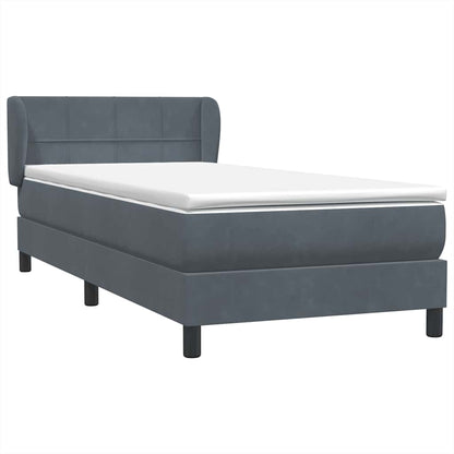 vidaXL Boxspringbett mit Matratze Dunkelgrau 80x210 cm Samt