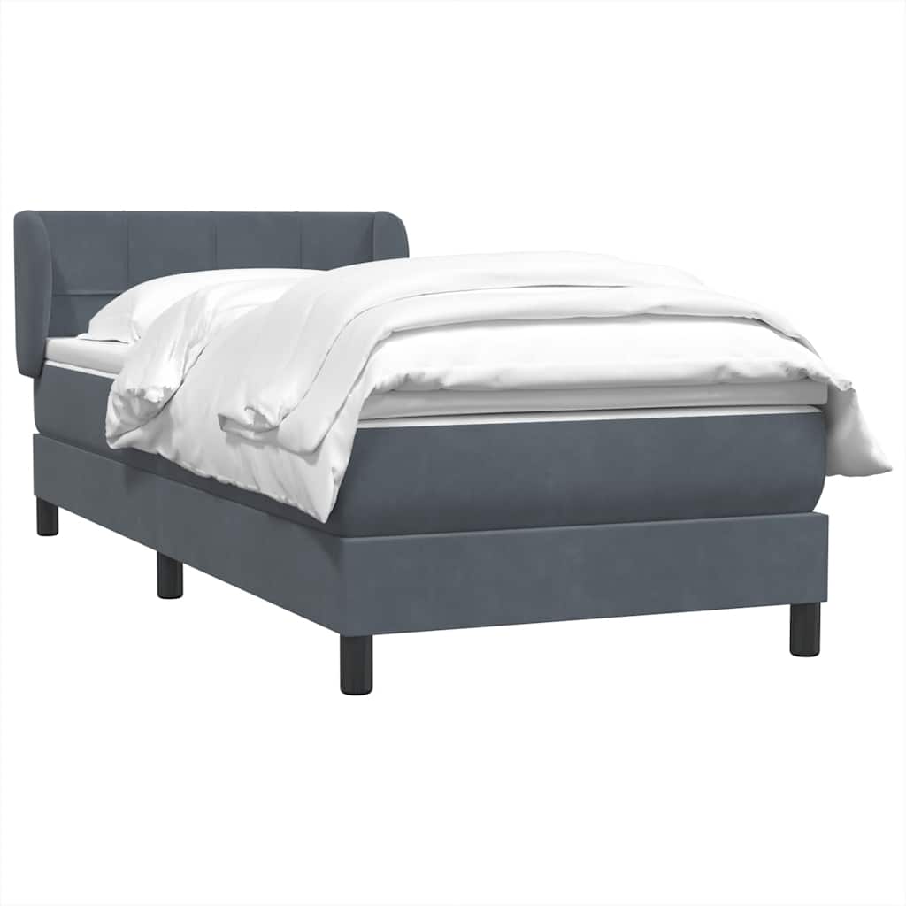 vidaXL Boxspringbett mit Matratze Dunkelgrau 90x210 cm Samt