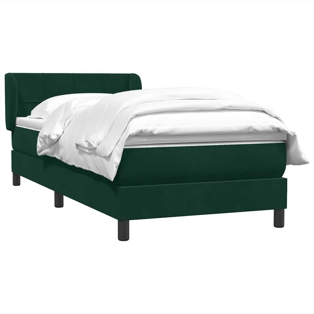 vidaXL Boxspringbett mit Matratze Dunkelgrün 90x210 cm Samt