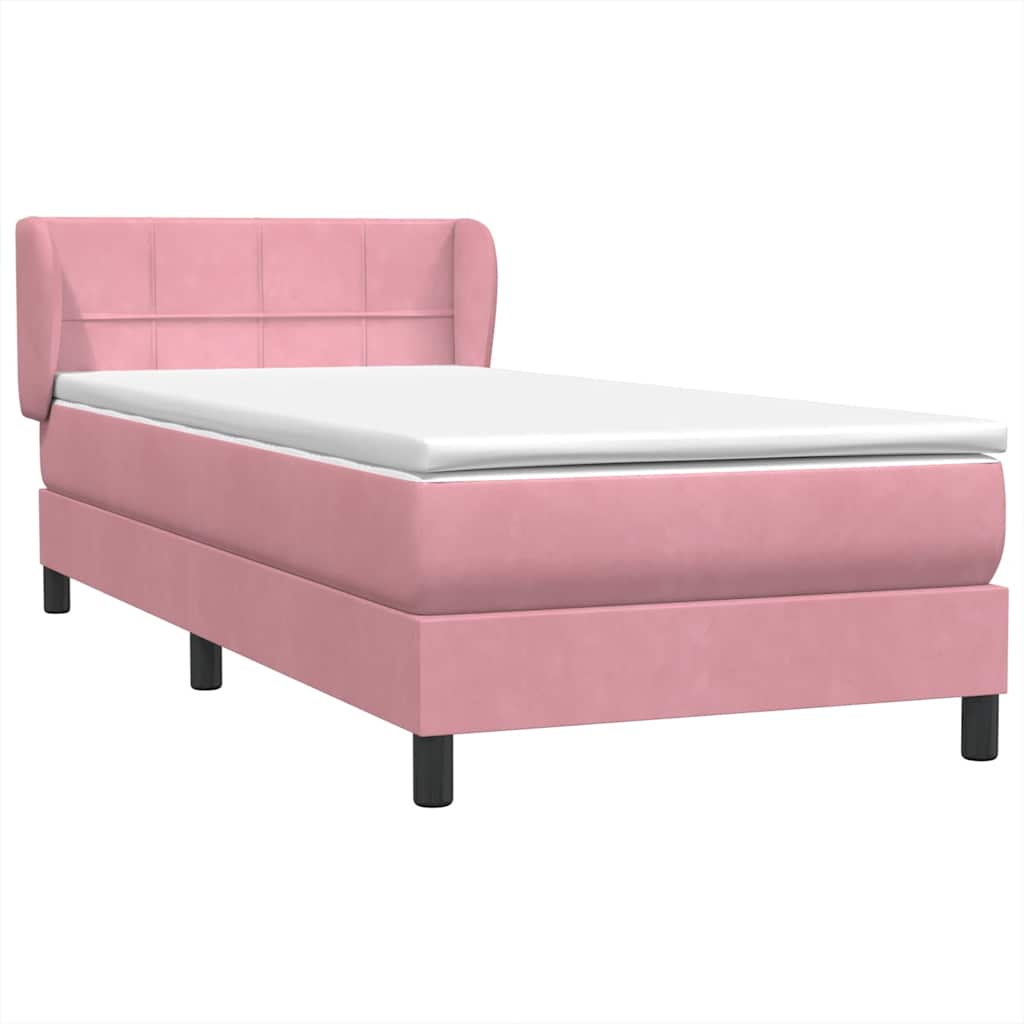 vidaXL Boxspringbett mit Matratze Rosa 90x210 cm Samt