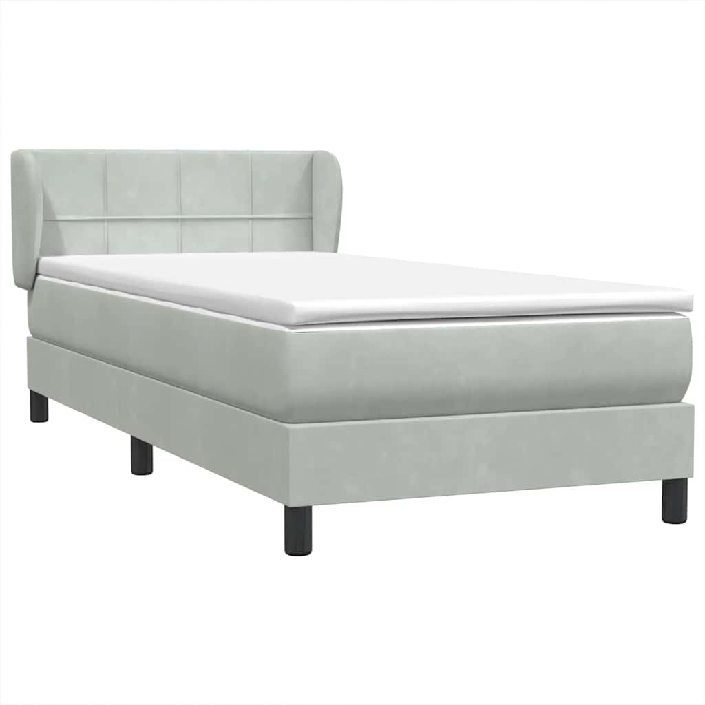 vidaXL Boxspringbett mit Matratze Hellgrau 100x210 cm Samt