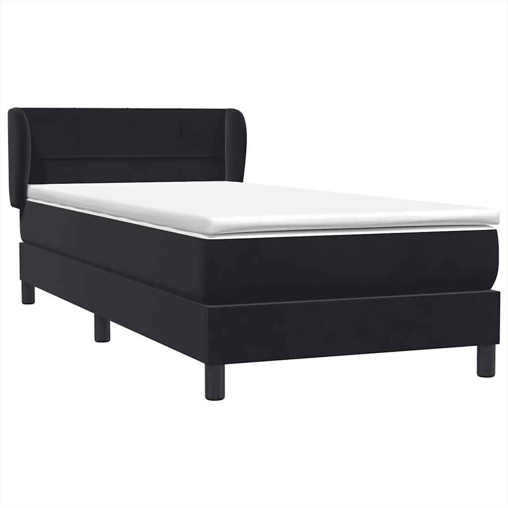 vidaXL Boxspringbett mit Matratze Schwarz 100x210 cm Samt