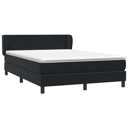 vidaXL Boxspringbett mit Matratze Schwarz 140x210 cm Samt