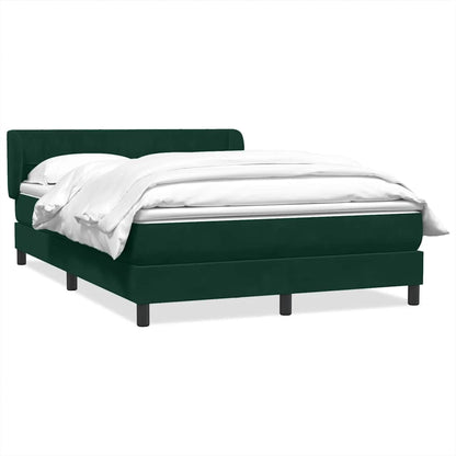 vidaXL Boxspringbett mit Matratze Dunkelgrün 140x210 cm Samt