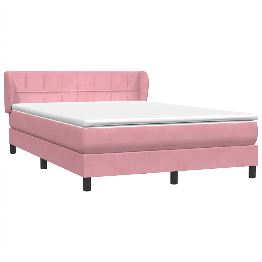 vidaXL Boxspringbett mit Matratze Rosa 140x210 cm Samt
