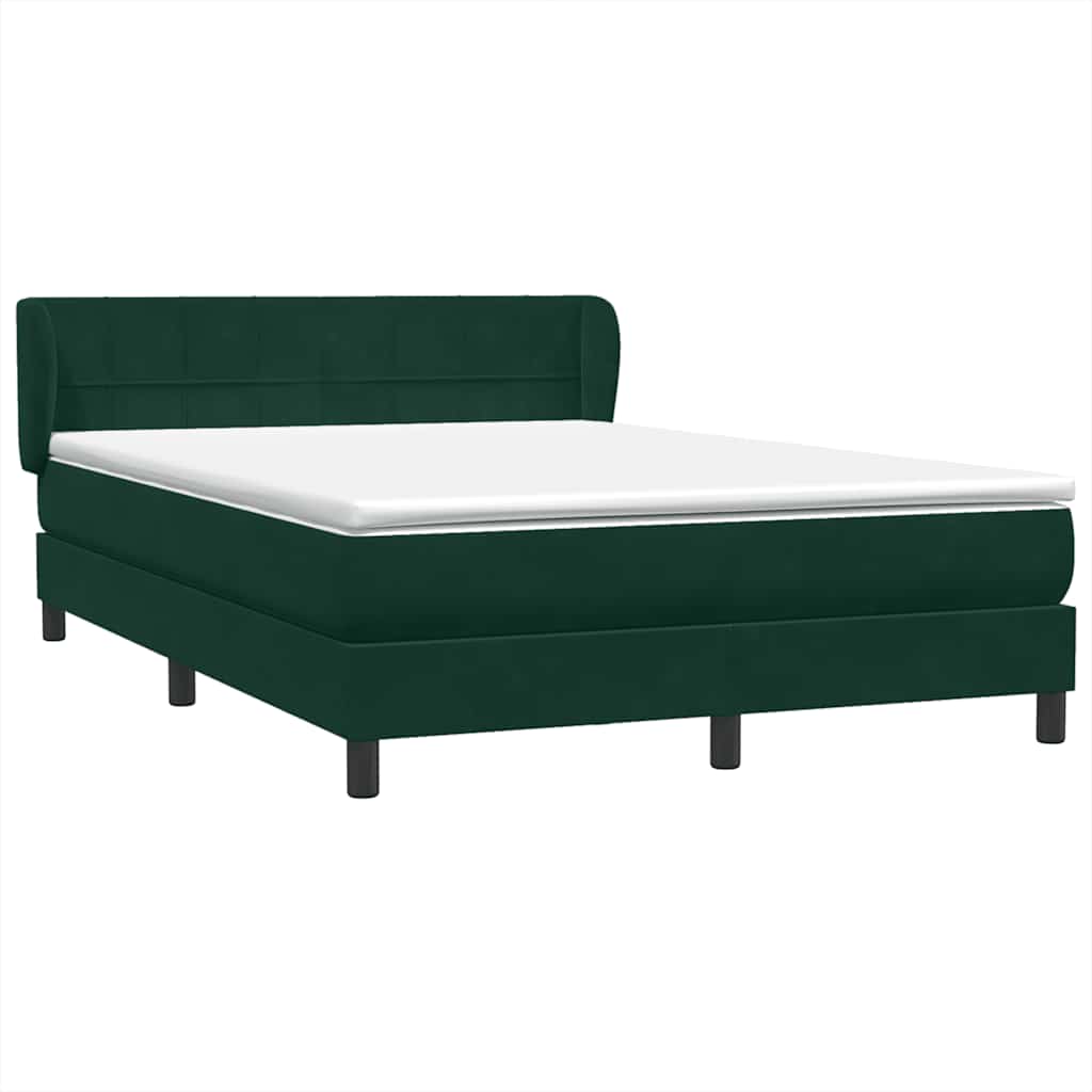 vidaXL Boxspringbett mit Matratze Dunkelgrün 160x210 cm Samt