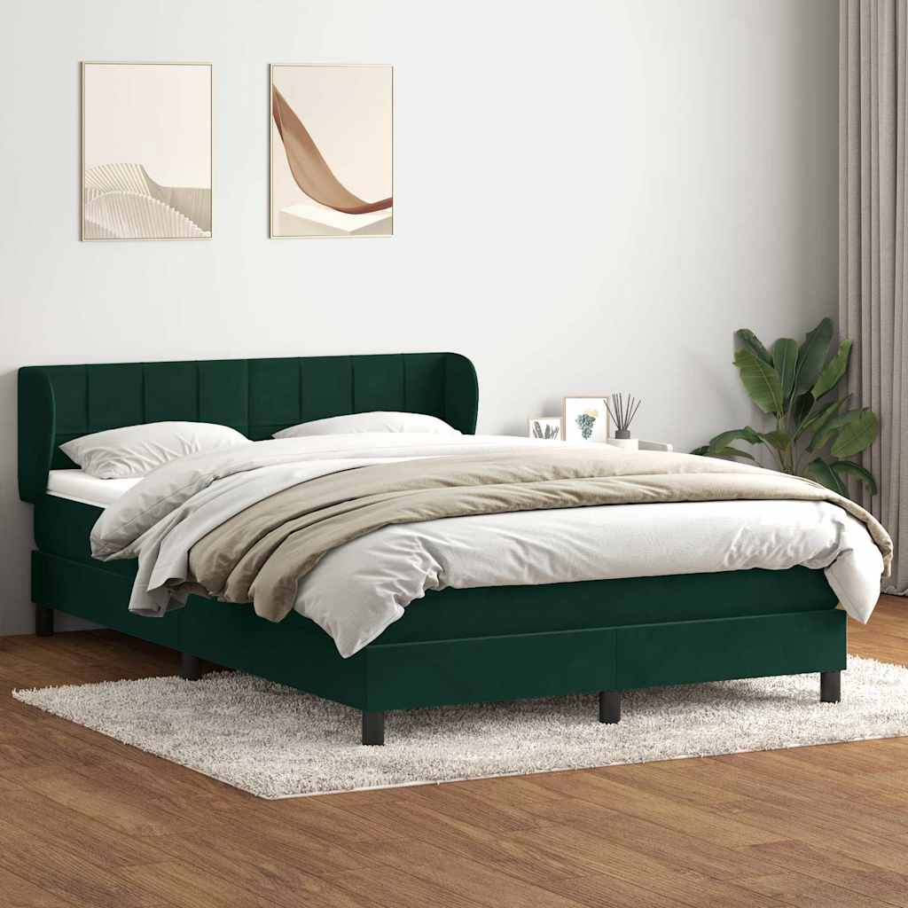 vidaXL Boxspringbett mit Matratze Dunkelgrün 160x210 cm Samt