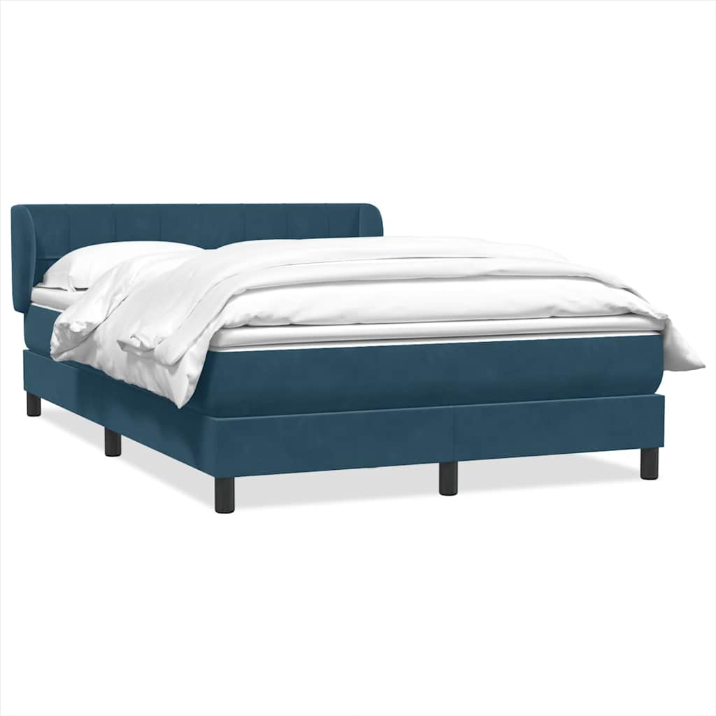 vidaXL Lit à sommier tapissier avec matelas Bleu foncé 160x210 cm Velours