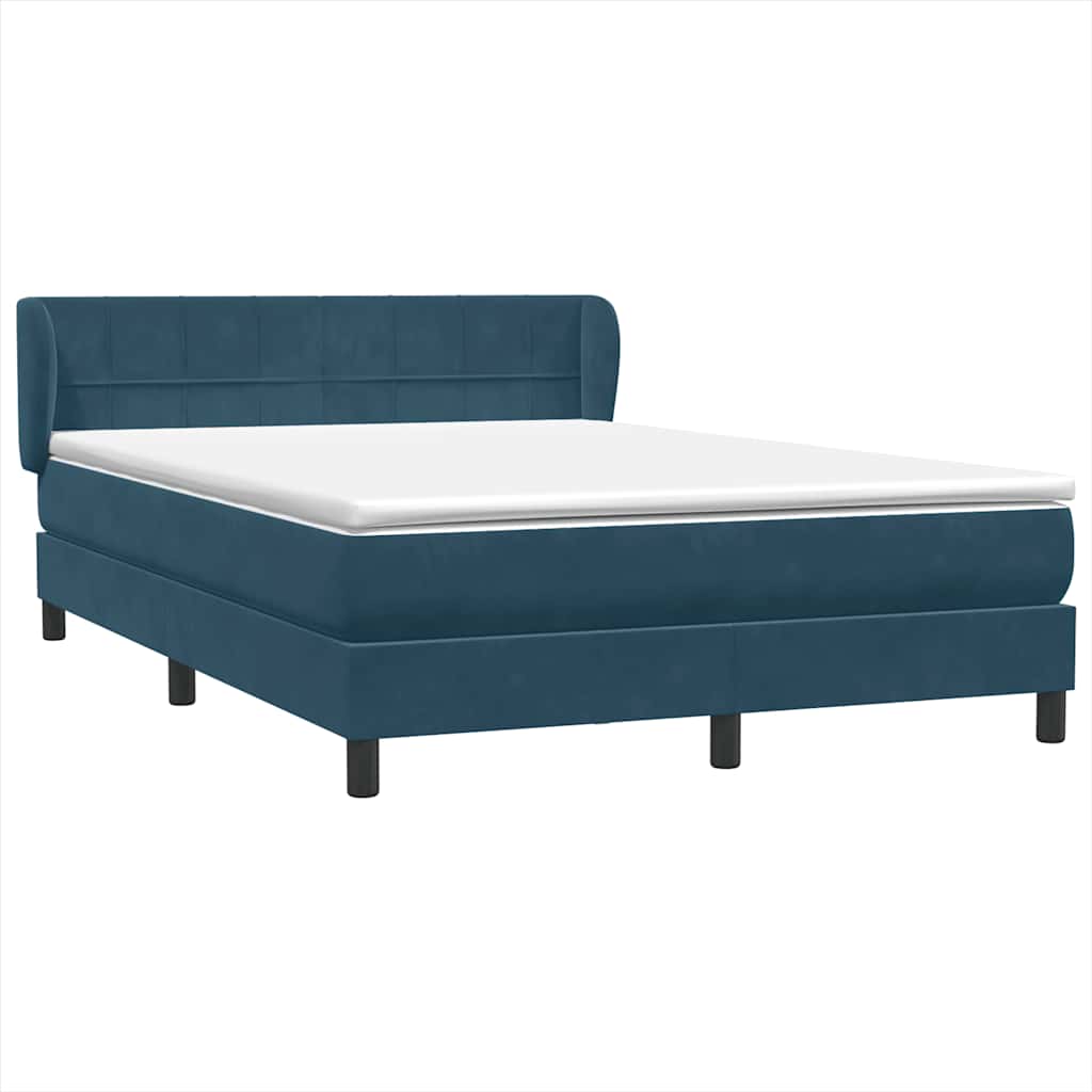 vidaXL Lit à sommier tapissier avec matelas Bleu foncé 160x210 cm Velours