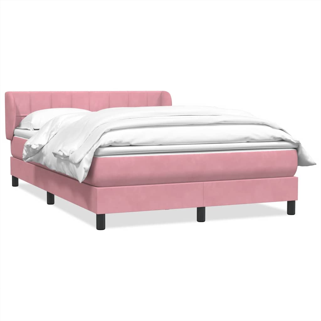 vidaXL Boxspringbett mit Matratze Rosa 160x210 cm Samt