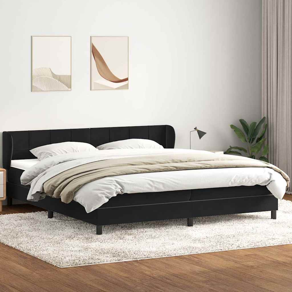 vidaXL Lit coffre avec matelas Noir 180x210 cm Velours