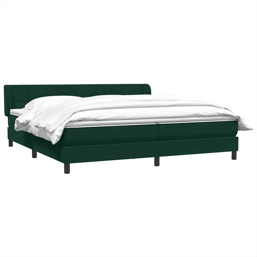 vidaXL Boxspringbett mit Matratzen Dunkelgrün 180x210 cm Samt