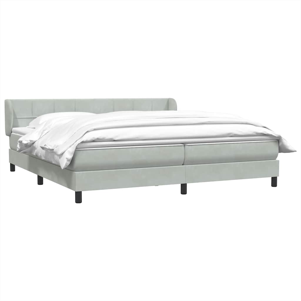 vidaXL Boxspringbett mit Matratzen Hellgrau 200x210 cm Samt