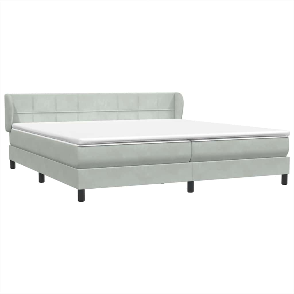 vidaXL Boxspringbett mit Matratzen Hellgrau 200x210 cm Samt