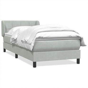 vidaXL Boxspringbett mit Matratze Hellgrau 80x220 cm Samt