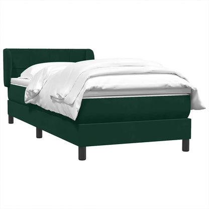 vidaXL Boxspringbett mit Matratze Dunkelgrün 80x220 cm Samt