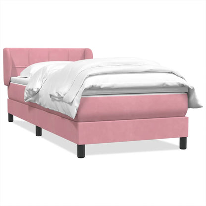 vidaXL Boxspringbett mit Matratze Rosa 90x220 cm Samt