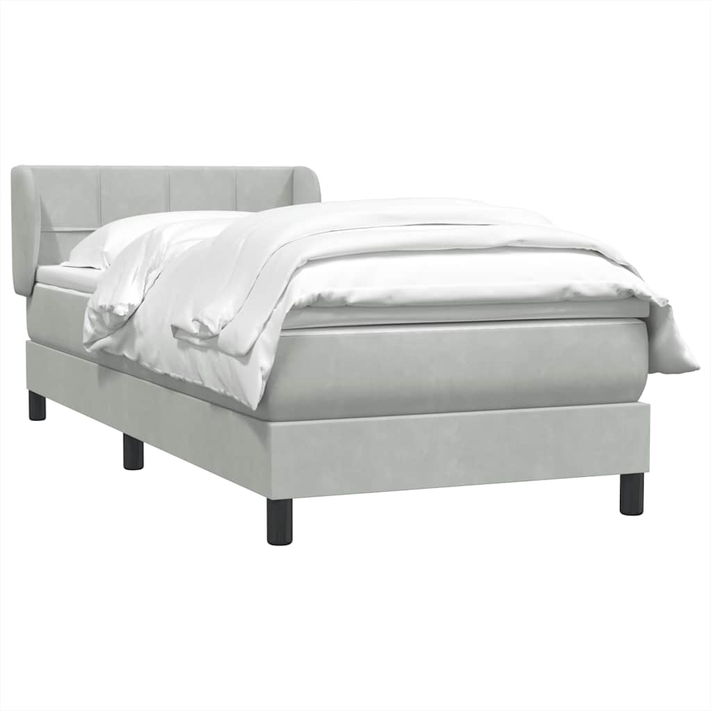 vidaXL Boxspringbett mit Matratze Hellgrau 100x220 cm Samt