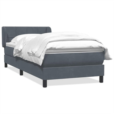 vidaXL Boxspringbett mit Matratze Dunkelgrau 100x220 cm Samt