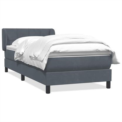 vidaXL Boxspringbett mit Matratze Dunkelgrau 100x220 cm Samt