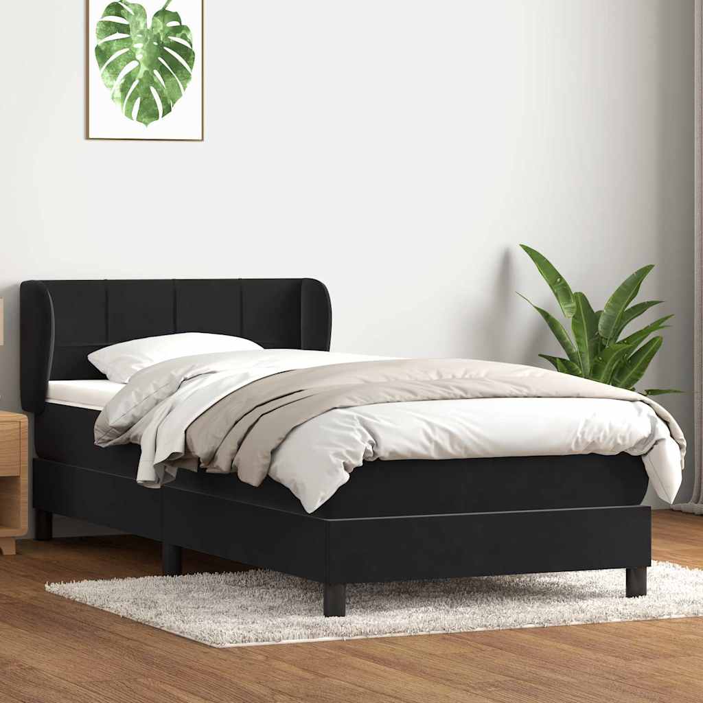 vidaXL Boxspringbett mit Matratze Schwarz 100x220 cm Samt