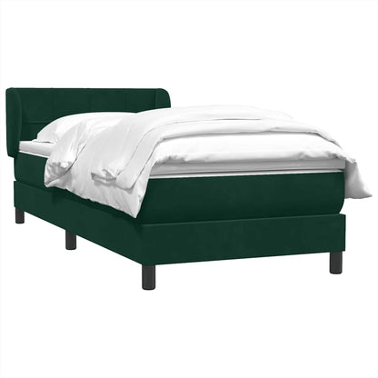 vidaXL Boxspringbett mit Matratze Dunkelgrün 100x220 cm Samt