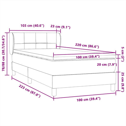vidaXL Boxspringbett mit Matratze Dunkelgrün 100x220 cm Samt